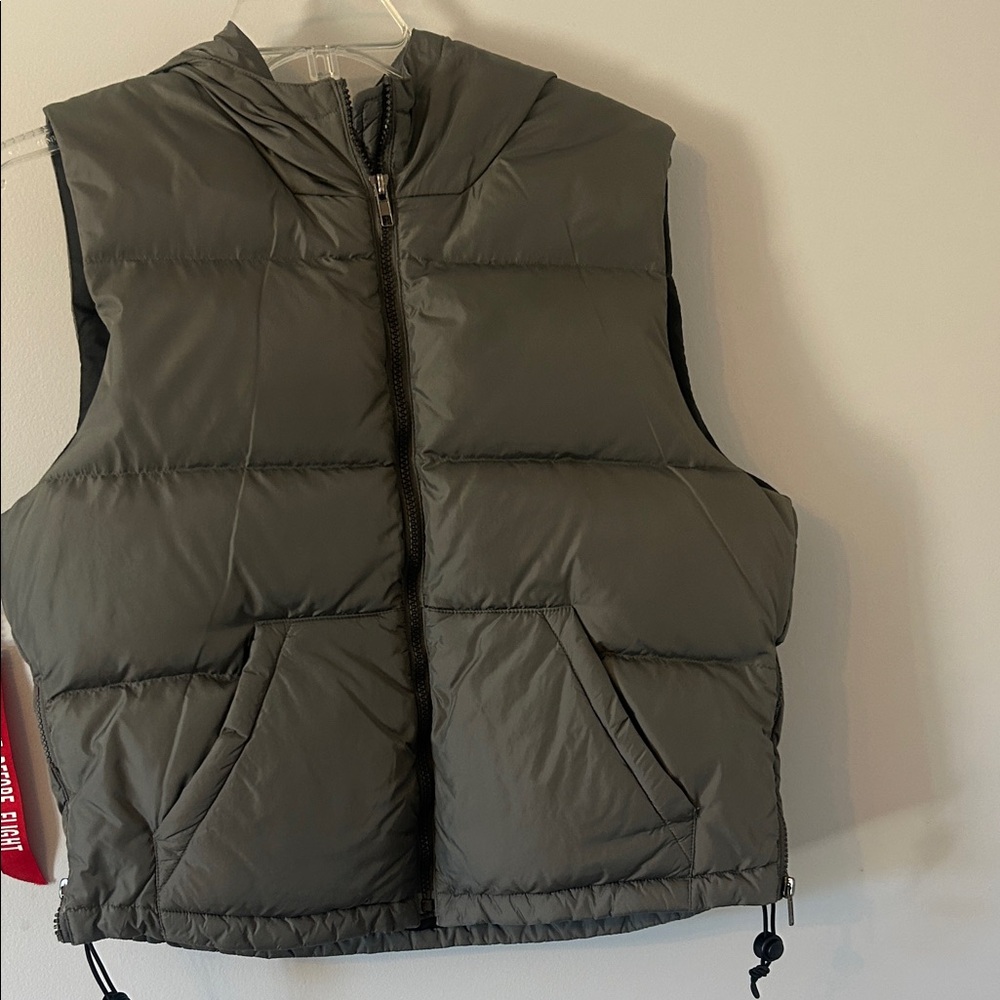 Gray Hooded Puffer Vest